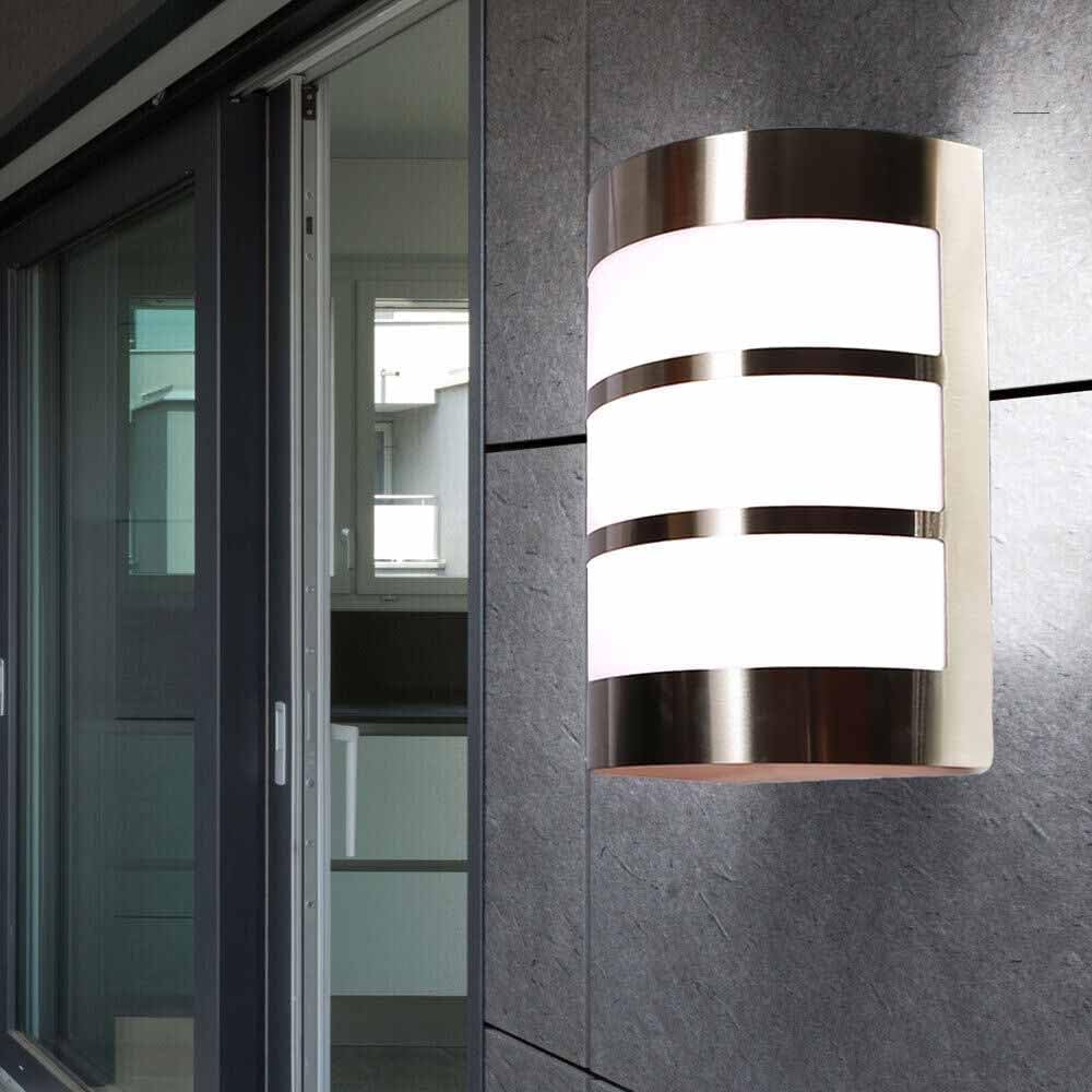 Applique da Esterno E27 IP44, Lampada da Parete Moderna in Acciaio Inossidabile e PC, Design Curvo, Attacco E27 (Lampadina non inclusa), per Facciata, Balcone e Giardino S250-A