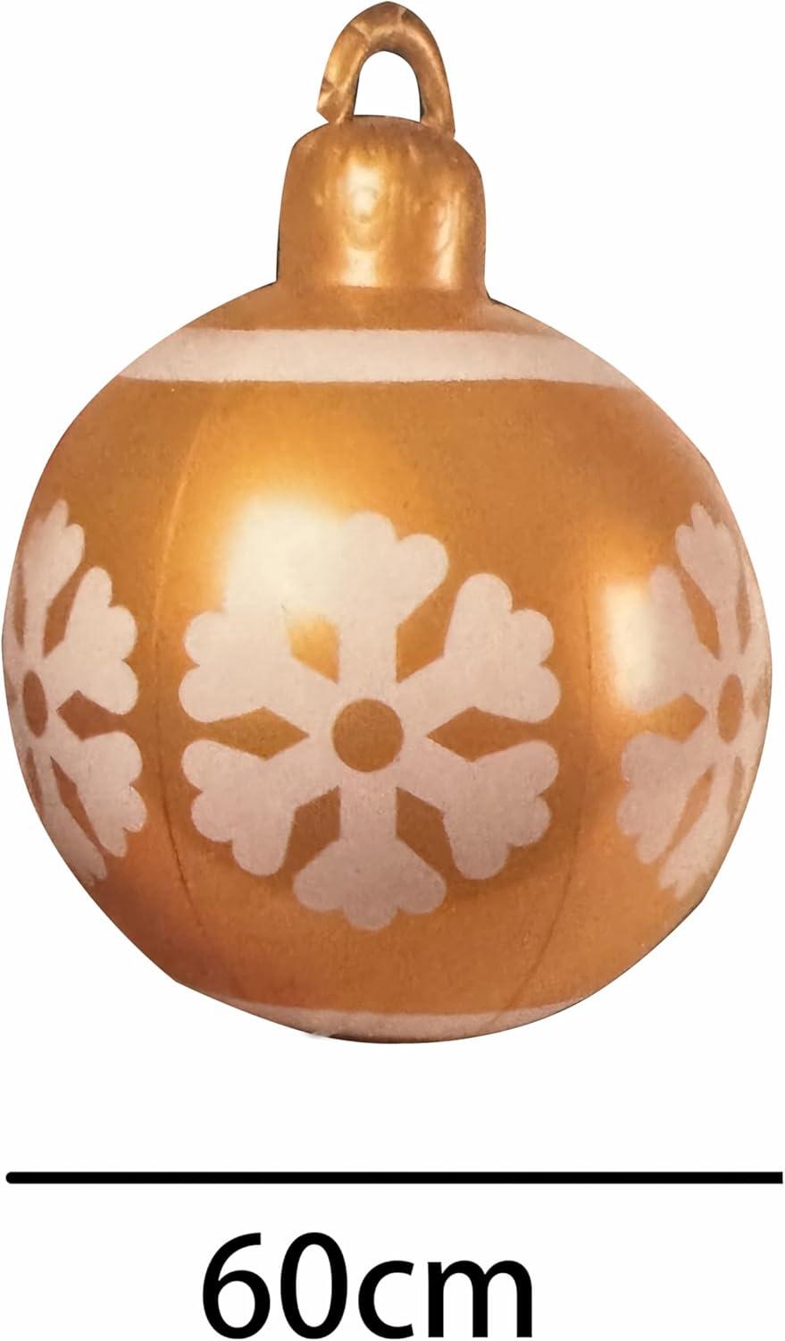 Palla Natalizia Gonfiabile 60 cm Oro – Decorazione Natalizia da Interno ed Esterno, Pallone Decorativo di Natale per Casa, Vetrina o Giardino 513015