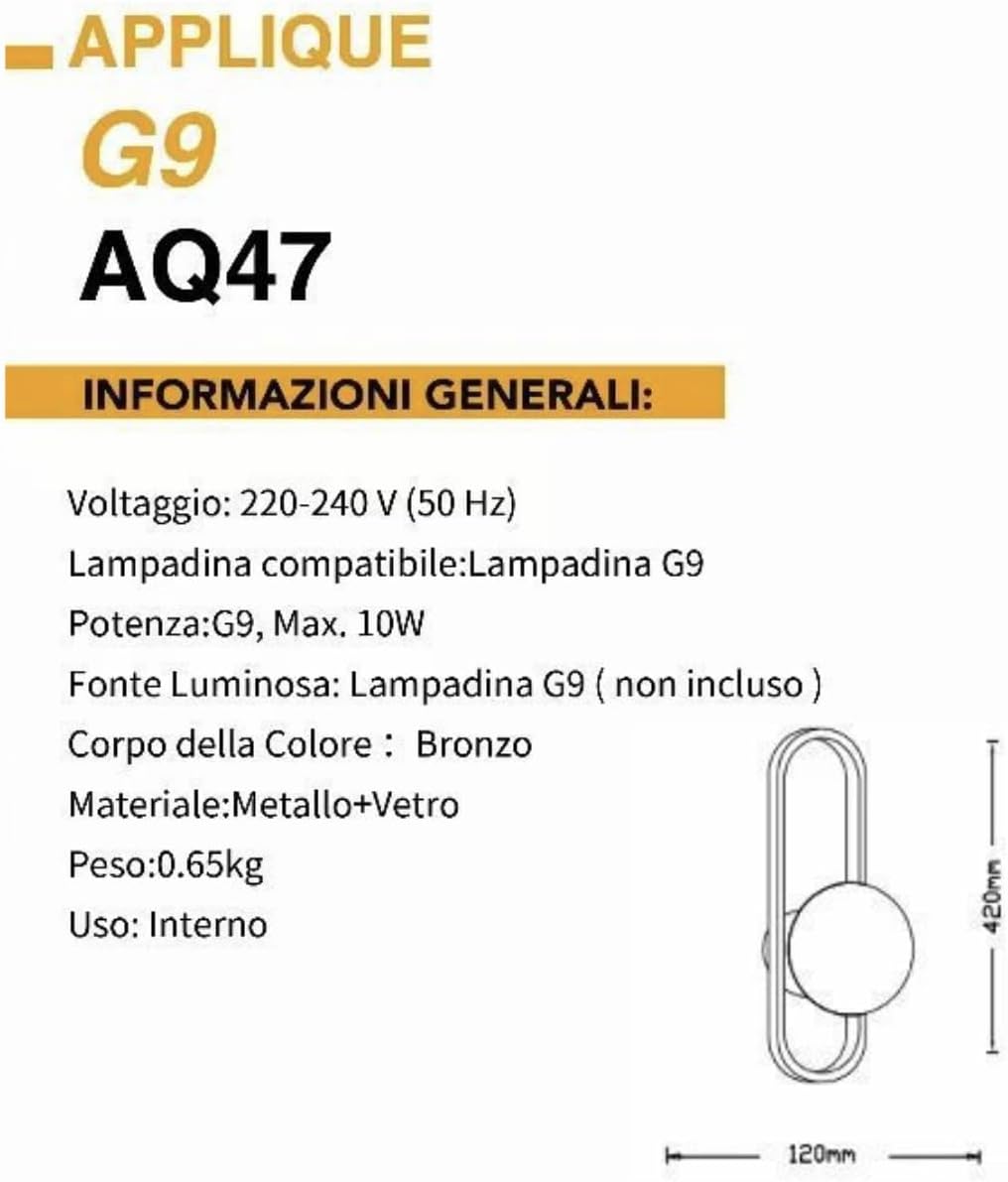 Applique da muro Oro con sfere bolle bianche design moderno minimal (Applique Ovale) AQ47