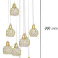 Lampadario da soffitto a sospensione plafoniera 38.5 watt con sfere con cristalli gocce in acrilico 9 portalampada attacco g9 lampada sospesa oro o argento B37