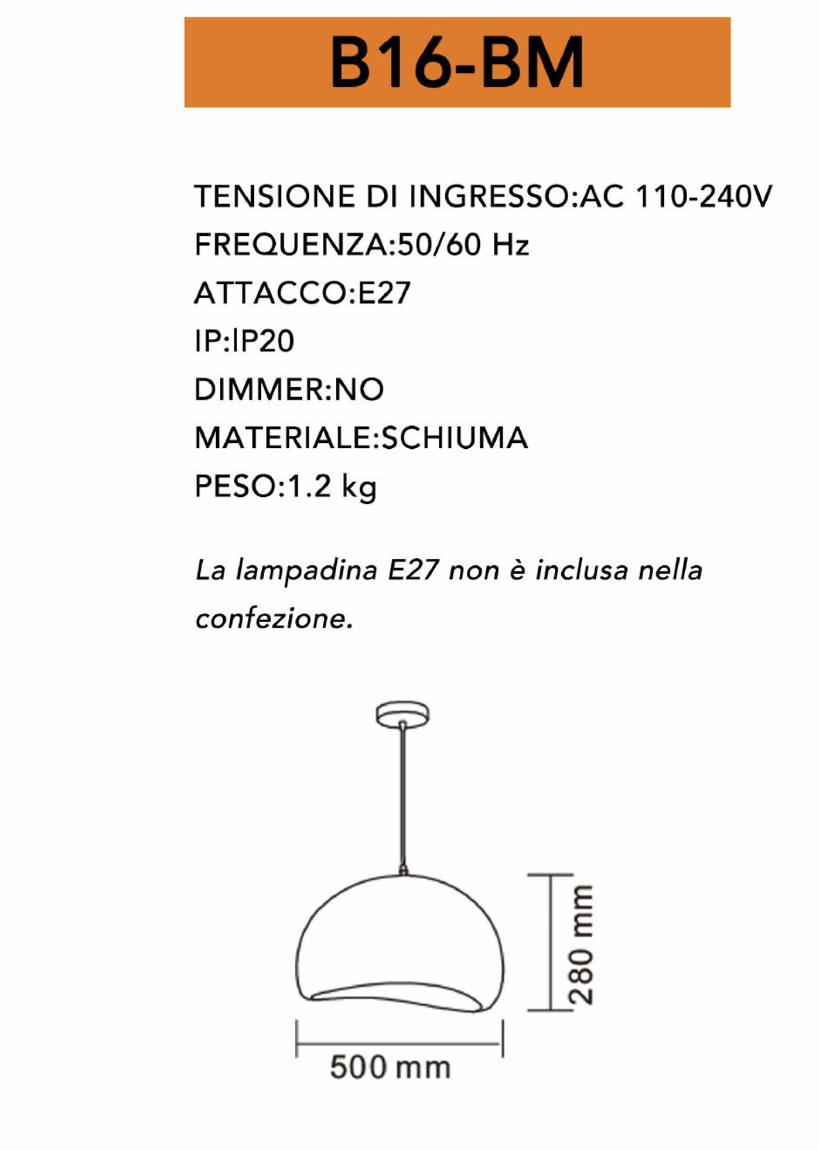 TEKHOME Lampada a Sospensione Design Moderno Bianco Opaco in Schiuma, Attacco E27, Paralume Testurizzato, Ø40/50/60cm – Per Cucina, Sala da Pranzo, Soggiorno B16