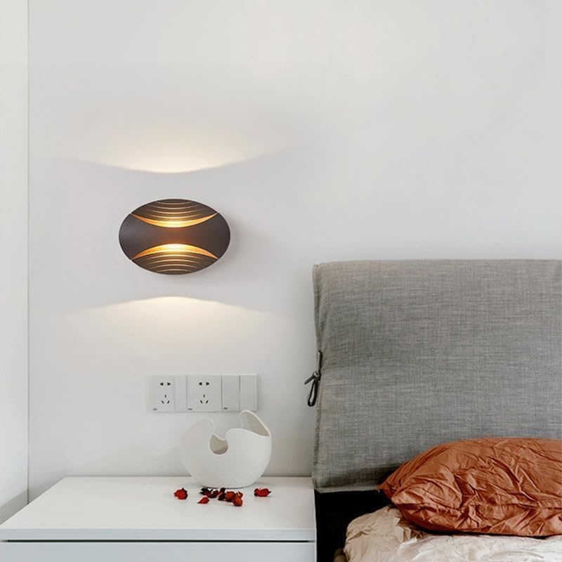 TEKHOME Applique LED da Muro 6W Moderno Interno, Lampada da Parete con 3 Colori Selezionabili 3000K-6500K, Design Decorativo Bianco/Nero AQ15
