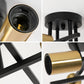 Plafoniera Industriale E27 a 4 Luci, Lampadario da Soffitto in Metallo Nero e Ottone, Attacco E27, Design Moderno Industriale per Cucina Soggiorno Camera da Letto – PN-16 (Lampadina Non Inclusa)