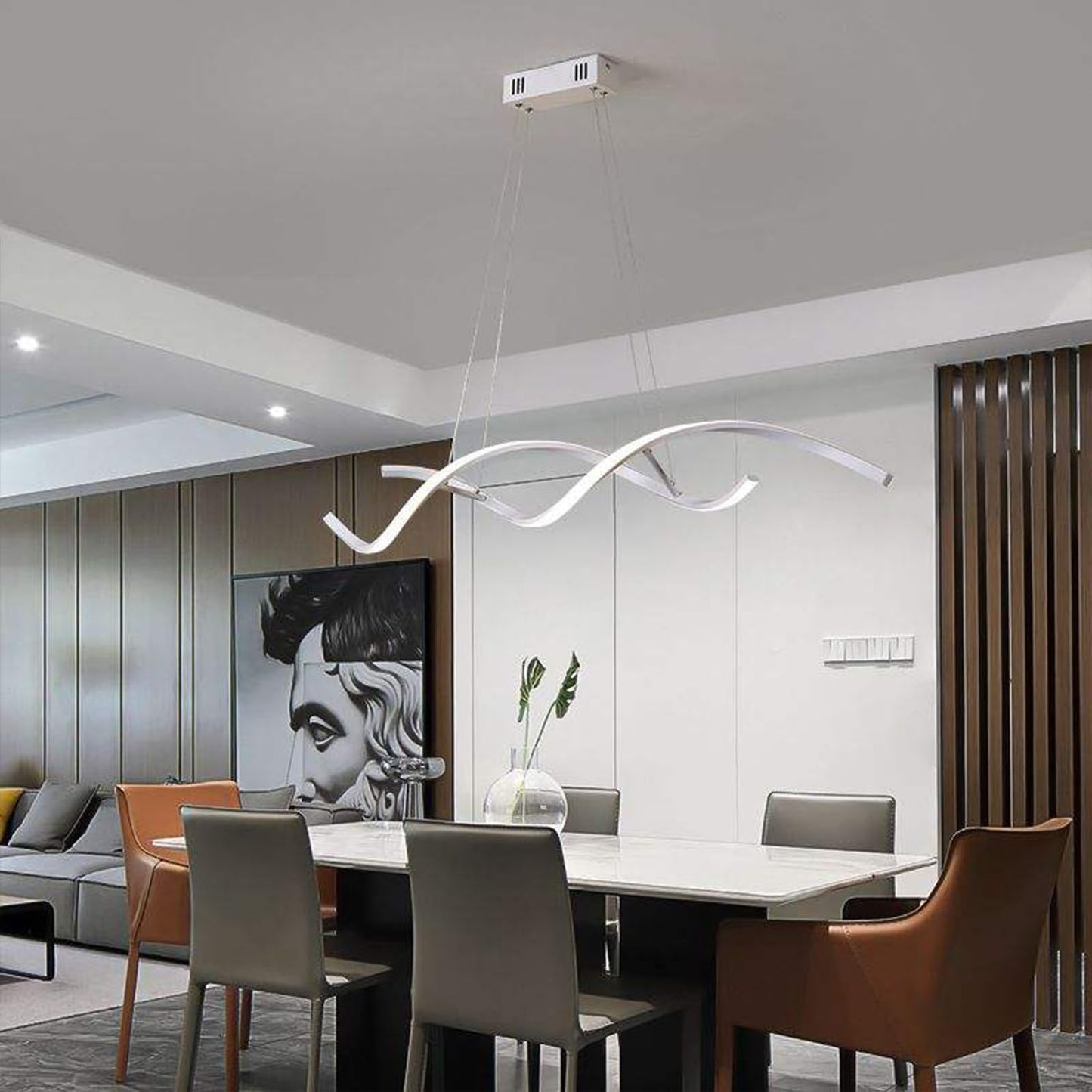 TEKHOME Lampadario led a sospensione 28 watt lampada moderna a onda twist bianco luce fredda 6500k calda 3000k naturale 4000k B56-A3C