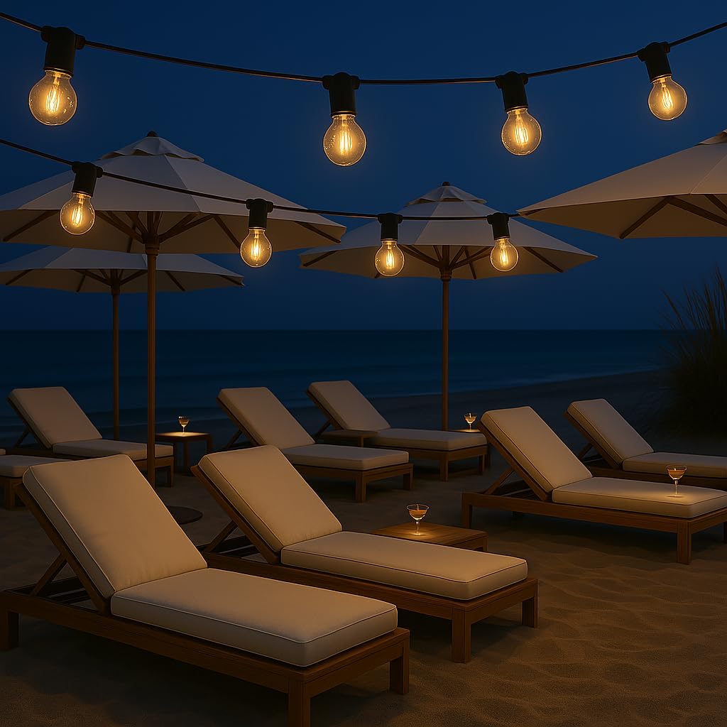 Catena Luminosa Esterna 10M, Lampadine G40 incluse, IP65 Impermeabile, Decorazione Giardino Terrazzo Balcone, Catena Luminosa E12 10 Lampade – Nero FLT-G40