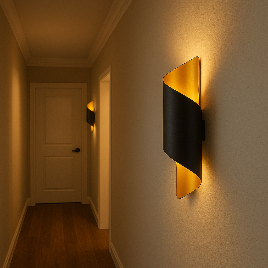 TEKHOME Applique da Parete Design Moderno Nero e Dorato E53-N, Portalampada G9, Alluminio e Ceramica, 33cm, Lampada da Parete Interni Soggiorno Camera Corridoio E53-N