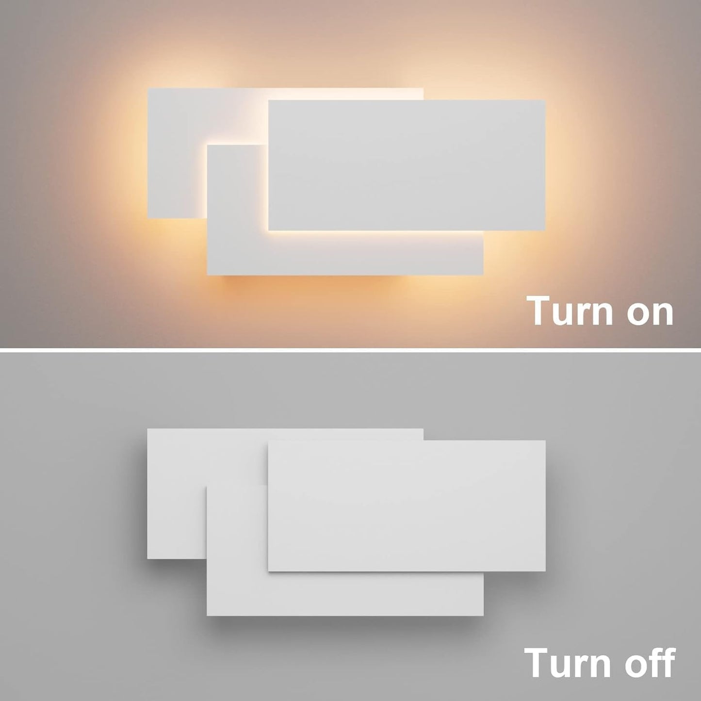 TEKHOME Applique da Muro LED 12W Rettangolare Bianca, Lampada da Parete Moderna in Ferro e Acrilico, 3000K-6500K Regolabile, Design Decorativo per Camera da Letto Soggiorno Corridoio E41-B3C