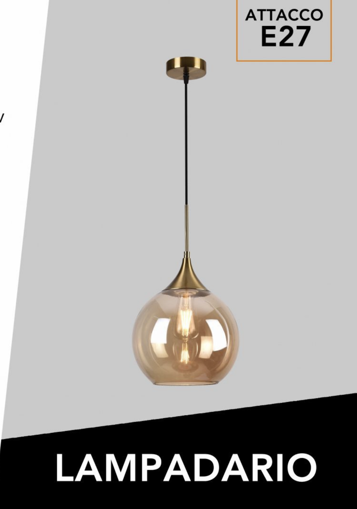 TEKHOME Lampadario a sospensione decorativa in metallo con sfera in vetro attacco E27 lampada contemporanea (Argento/Oro) A72