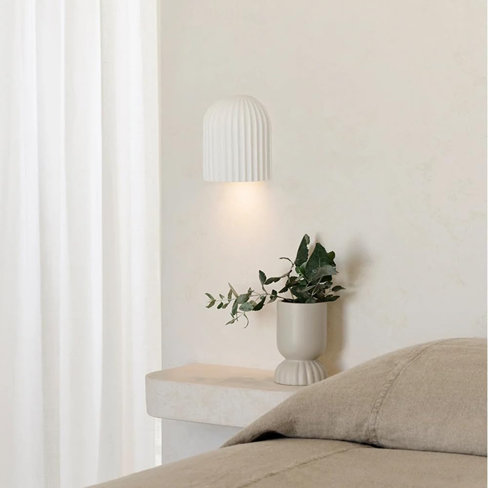 Applique in Gesso da Parete, Attacco GU10, Verniciabile, Design Moderno Minimal, Lampada da Muro per Interni, IP20 GS-E88