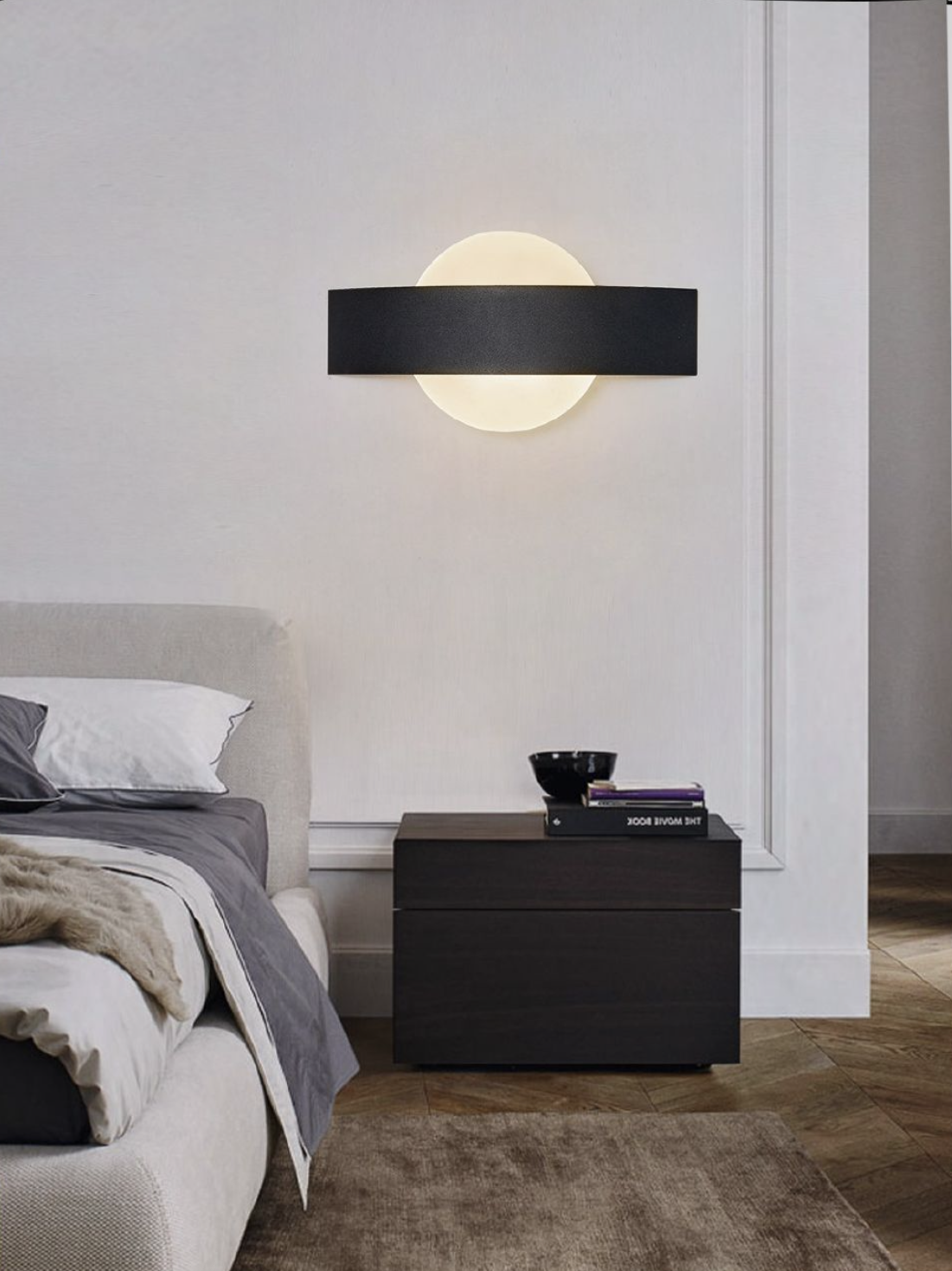 TEKHOME Applique da Parete LED Moderna con Regolazione Colore 3000K-6500K, Design Rotondo, 8W 600LM, 240°, IP20, Disponibile in Bianco e Nero, con Interruttore a 3 Temperature Colore E17