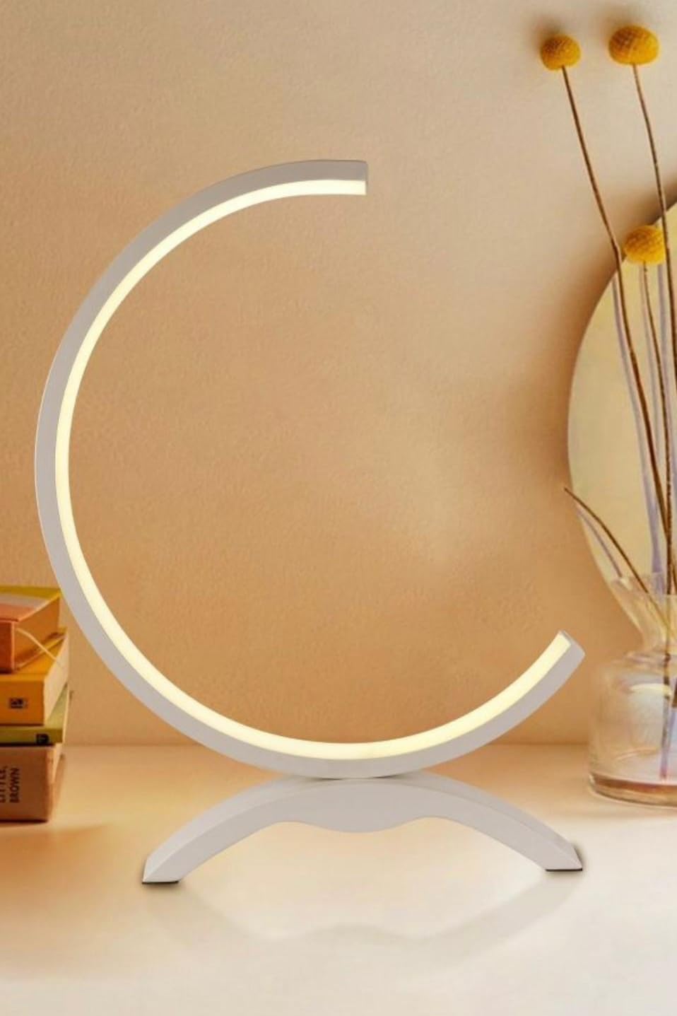 Lampada da Tavolo LED – Design Moderno a Mezzaluna, 9W 630LM, Luce Bianca 3000K/4000K/6500K, Lampada da Comodino e Scrivania, IP20  D30