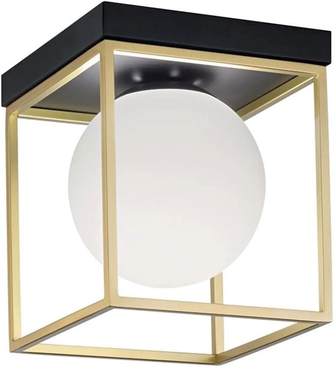 TEKHOME Plafoniera da soffitto minimalista lampada in metallo nero bronzo con sfera in vetro per camera da letto G9 C76-1