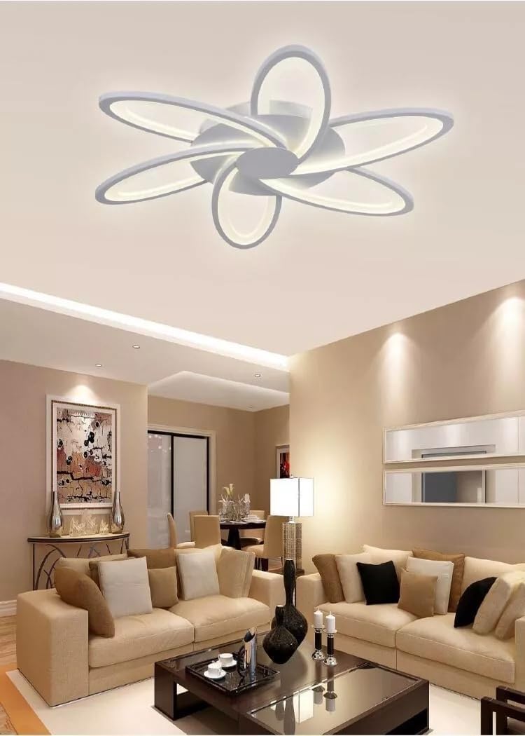 TEKHOME Plafoniera LED 59W Ø Decorativa, 3 Colori Selezionabili 3000K-4000K-6500K, Luce Soffitto Rotonda Moderna, Bianco, Senza Telecomando, per Soggiorno Camera Corridoio C15-3C