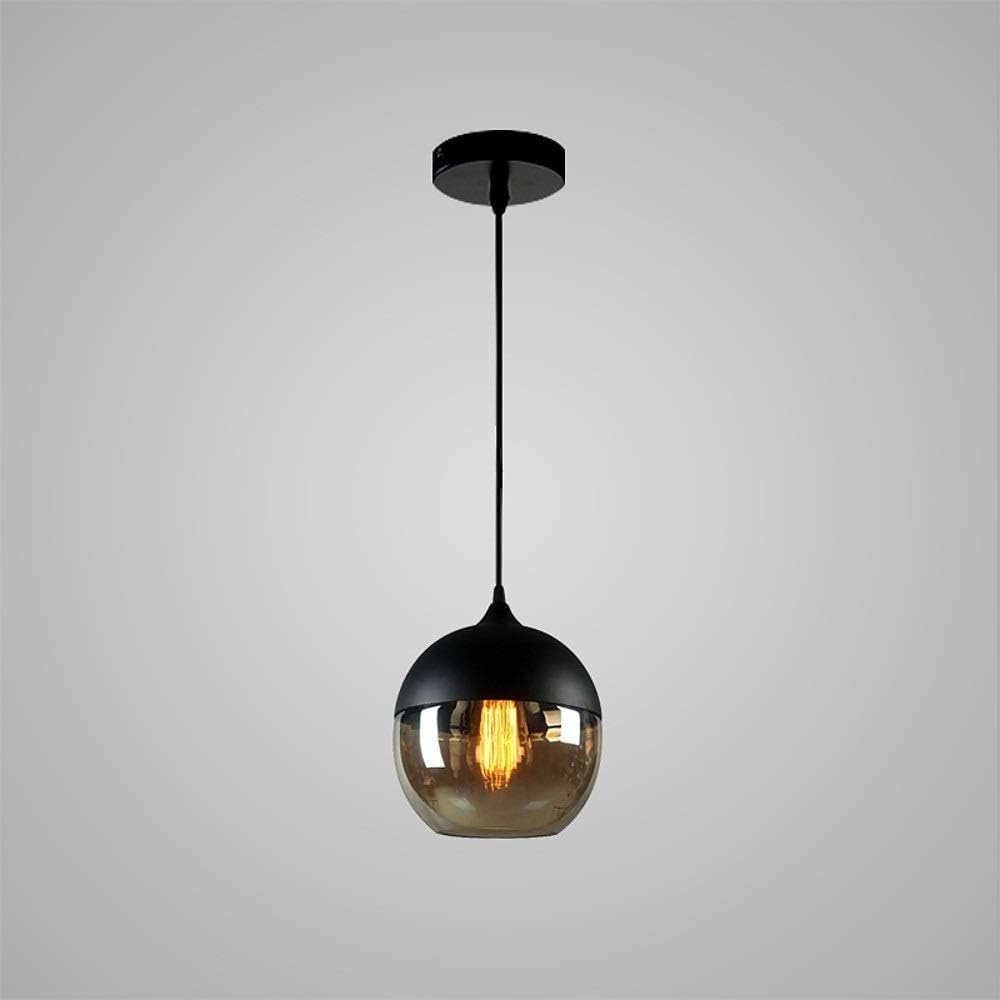 Lampadario a Sospensione Industriale LP-12N, Attacco E27, Altezza Regolabile 120 cm, Paralume in Vetro e Alluminio, Ø21cm, Stile Moderno per Casa, Hotel, Corridoio, Supermercato LP-12N