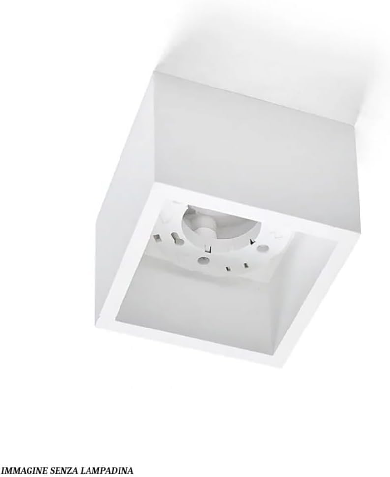 Plafoniera in Gesso da Soffitto Quadrata, Attacco GX53, Max 15W, Verniciabile, IP20 – Bianco – GS-C38-1