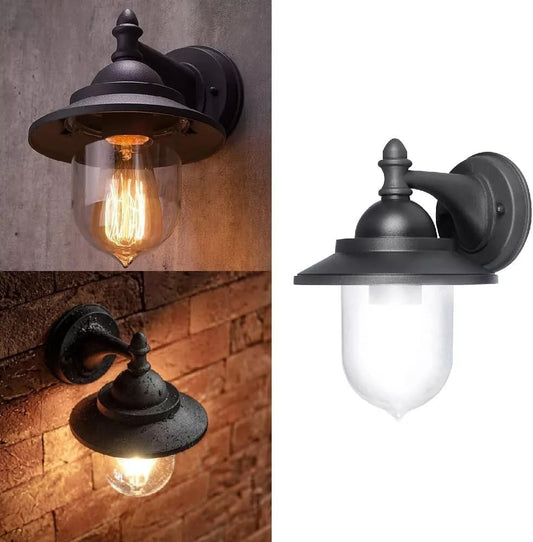 Applique da Esterno E27 IP44, Lampada da Parete Classica in Alluminio e PC, Attacco E27 (Lampadina no), Impermeabile per Facciata, Balcone e Giardino - Bianco/Grigio B247