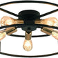 TEKHOME Ceiling Light Industrial Style Metal Lamp Black with 5 Gold Lamp Holder E27 Bedroom Living Room C71-5