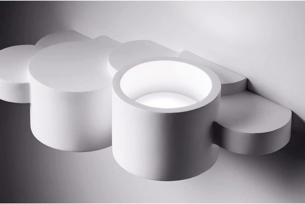 TEKHONE Applique da Parete in Gesso Bianco Moderno, Doppia Emissione di Luce, Attacco G9, Verniciabile, Lampada da Muro per Soggiorno Camera Corridoio – GS-E77