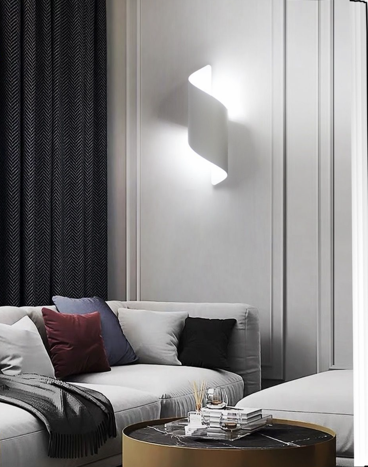 TEKHOME Applique da Parete Moderna Bianca E53-B, Portalampada G9, Design Elegante in Alluminio e Ceramica, Lampada da Muro Interni per Soggiorno, Camera da Letto e Corridoio