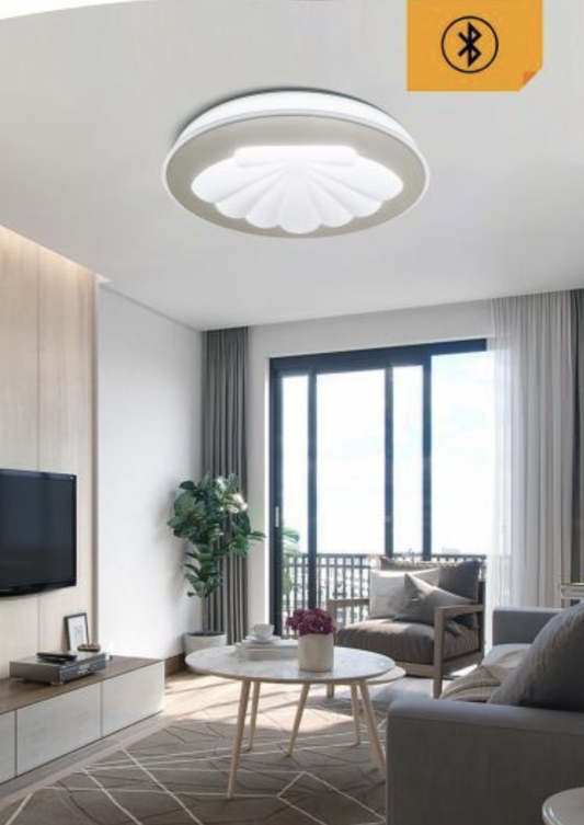 TEKHOME Plafoniera LED Moderna 46W con Telecomando e Bluetooth, Dimmerabile 3000K-6500K, Ø48cm, Design a Conchiglia, Luce Soffitto per Soggiorno Camera da Letto, IP20, CRI＞80, 3680LM, PN-11-3C