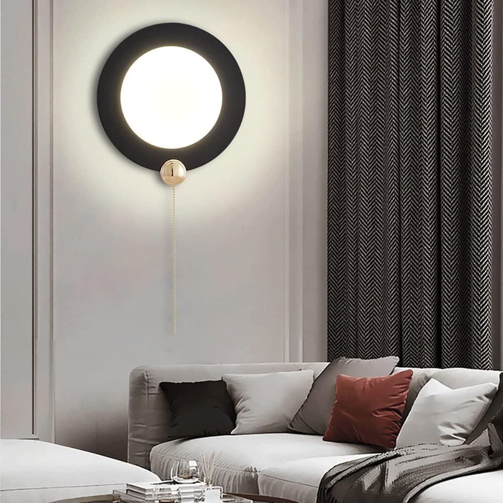 Applique da parete LED 10W con luce regolabile 3000K-6500K, design moderno rotondo in metallo e acrilico bianco-nero, lampada da muro per soggiorno, camera da letto e corridoio, IP20 AQ20-3C
