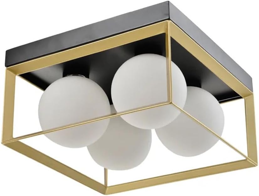 TEKHOME Plafoniera da soffitto minimalista lampada in metallo nero bronzo con 4 sfere in vetro per camera da letto G9 C76-4