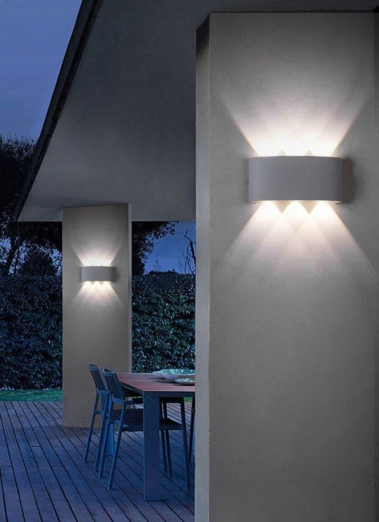 Applique da Esterno LED 16W IP65 – Lampada da Parete Moderna con 3 Colori Selezionabili (3000K/4000K/6500K), Alluminio + Acrilico, Nero/Grigio/Bianco, 1300 Lumen ES68