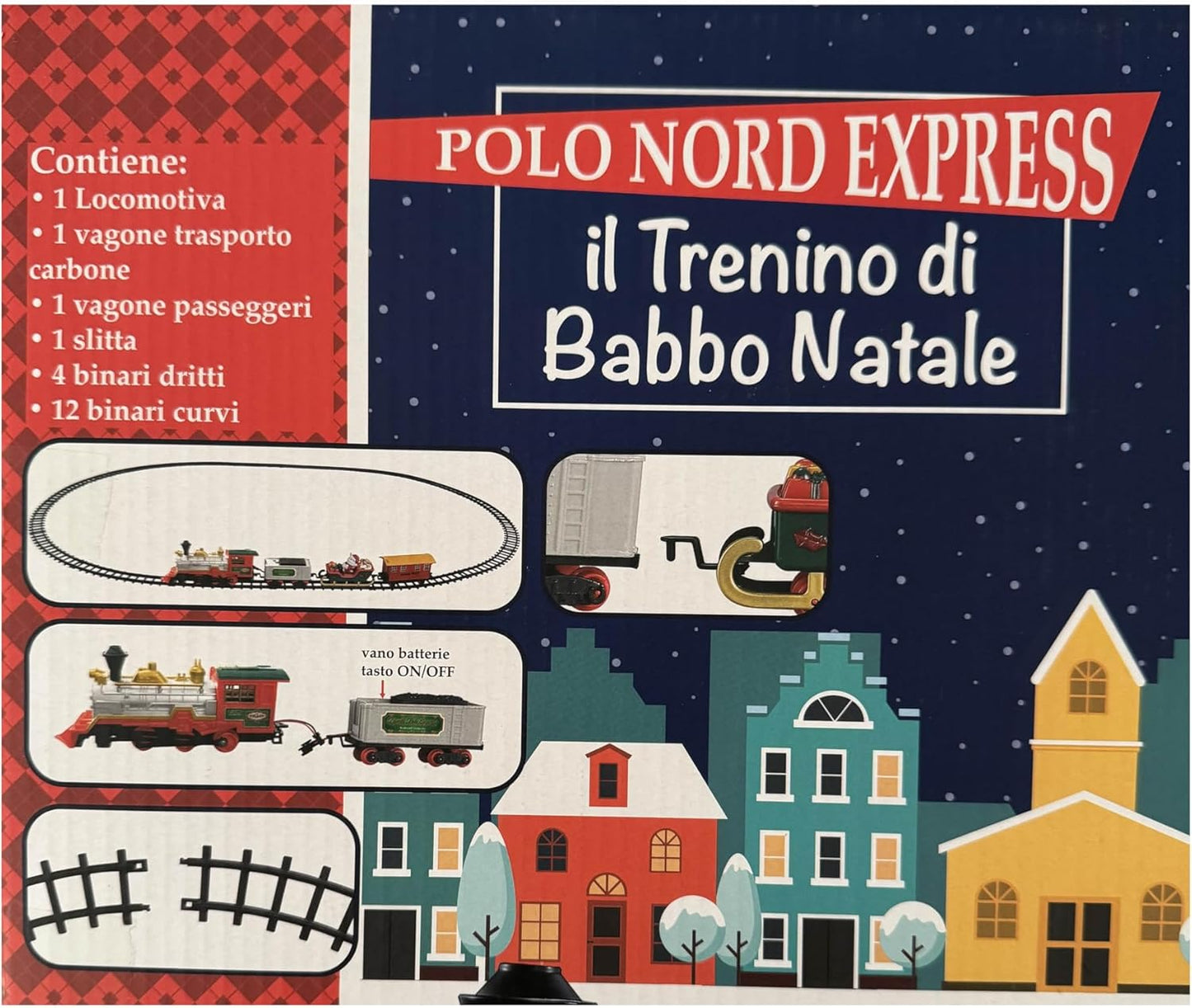Polo Nord Express Trenino di Babbo Natale con Luci e Suoni | Locomotiva Natalizia Classica con Slitta di Babbo Natale, Binari, Effetti Luminosi e Sonori, 20 Pezzi, Giocattolo Natalizio 107005