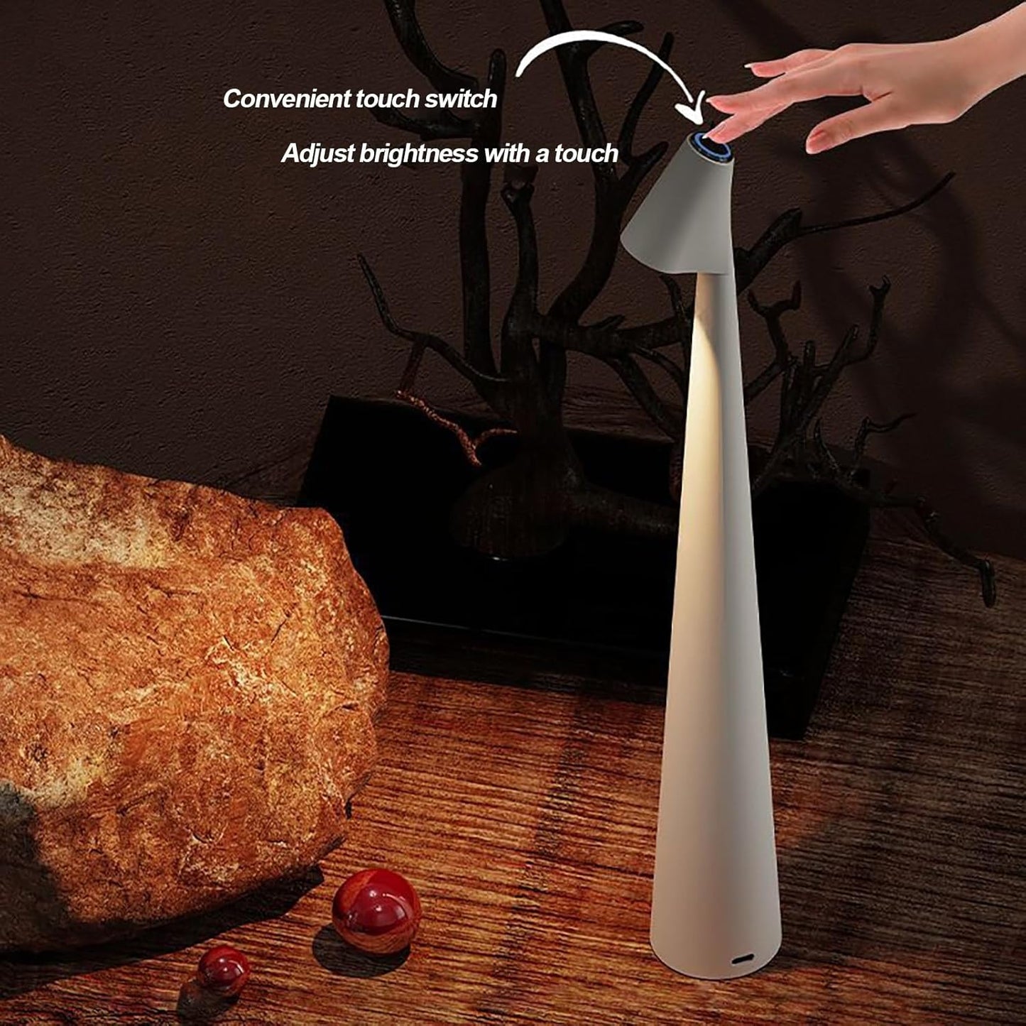 Lampada LED da Tavolo Ricaricabile Senza Fili – 3000K Luce Calda, USB 5V, Batteria 1800mAh, Design Moderno in Alluminio – Nero/Bianco D36