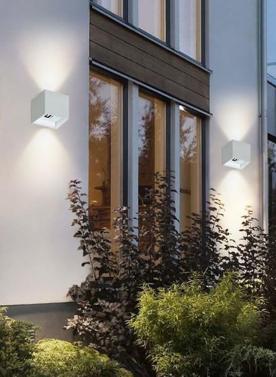 Applique da Esterno LED 22W IP65 – Lampada da Parete Moderna Up&Down Regolabile, Alluminio, 2000 Lumen, Bianco/Nero/Grigio, Luce 3000K/4000K/6500K ES66