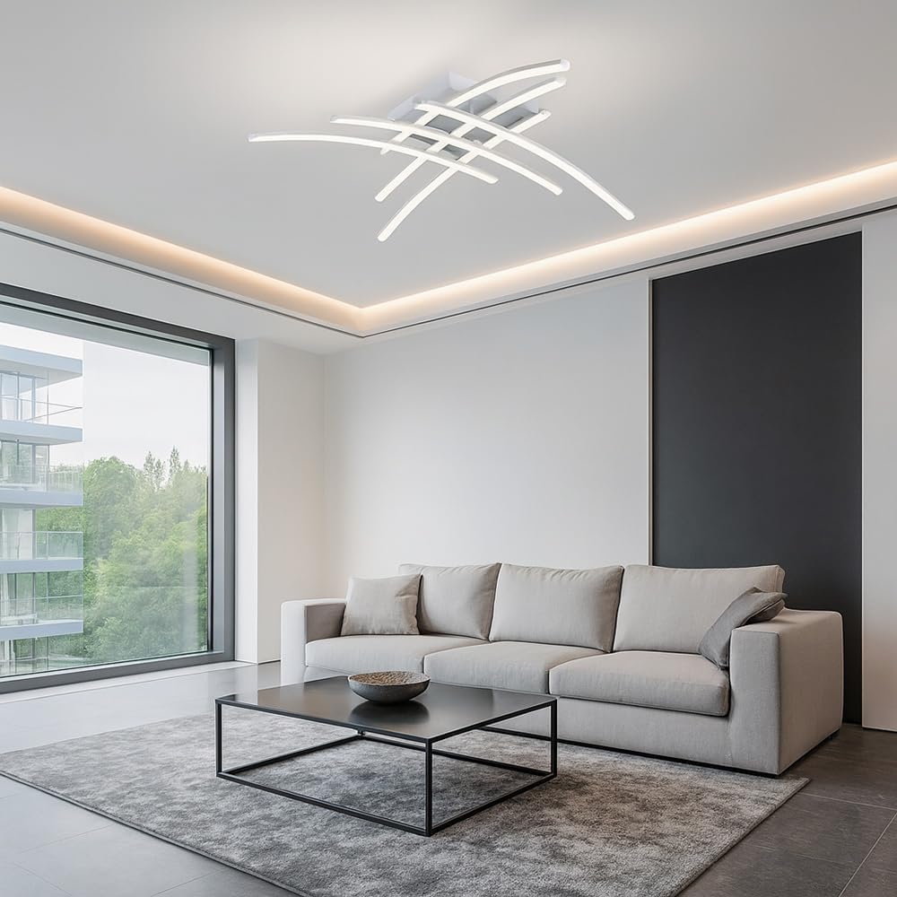 Plafoniera LED Moderna 38W Dimmerabile, Luce CCT 3000K-4000K-6500K, Lampada da Soffitto per Soggiorno Camera Cucina, Metallo Alluminio – PN-36B3C