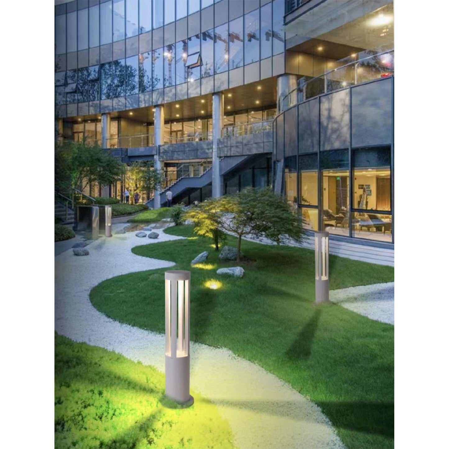 Lampada da giardino IP65 12W per esterno, bollard light in alluminio+vetro, 600lm, 3000K/4000K/6500K – Serie ES28