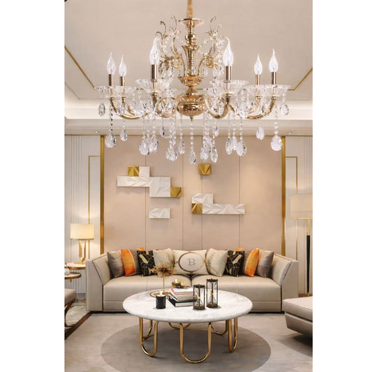 Lampadario in Cristallo Classico 8 Luci E14 per Soggiorno Sala da Pranzo 71cm A19