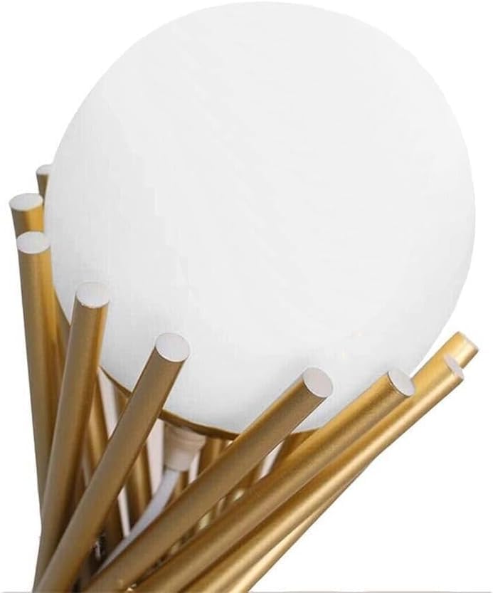 Lampada da tavolo in metallo tubolare sfera vetro G9 lume bronzo D32