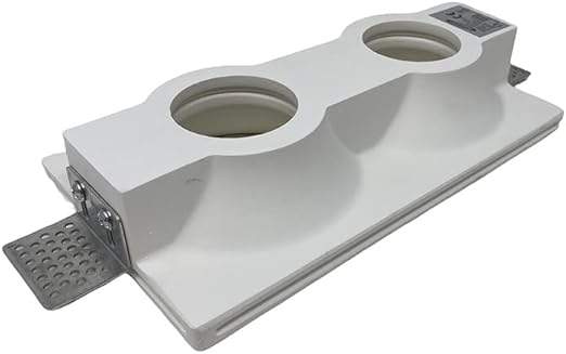 Portafaretto in Gesso da Incasso Doppio GU10 – Faretto da Soffitto Verniciabile, Bianco, IP20, Per Cartongesso, Lampadine GU10 Max 2x20W GS-25
