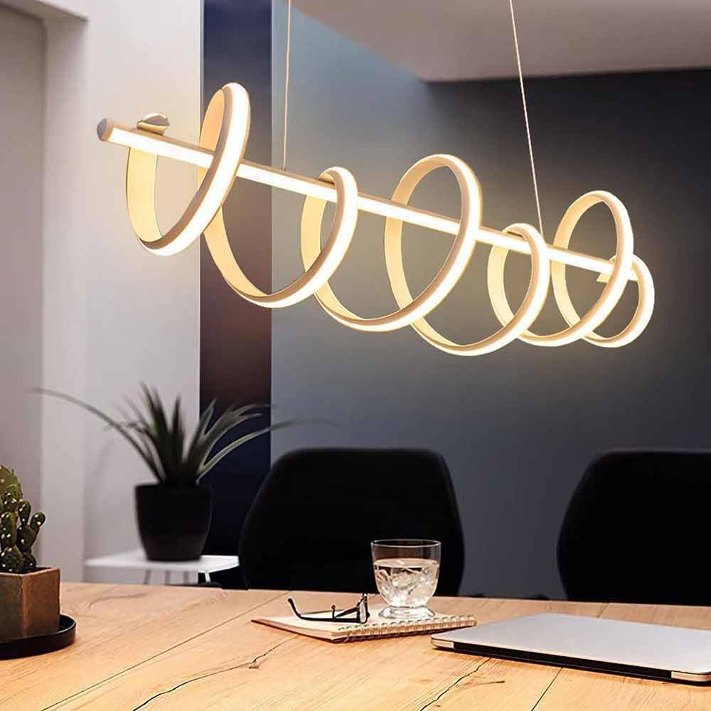 TEKHOME Lampadario led a sospensione 60 watt lampada twist bianco stilizzato luce fredda calda o naturale A68-B3C