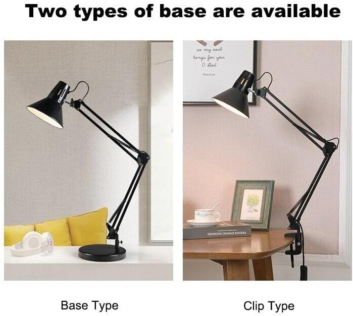Lampada da Scrivania Orientabile E27 in Metallo – Lampada da Tavolo Moderna con Braccio Regolabile, Base Stabile, per Studio, Ufficio, Cameretta D11