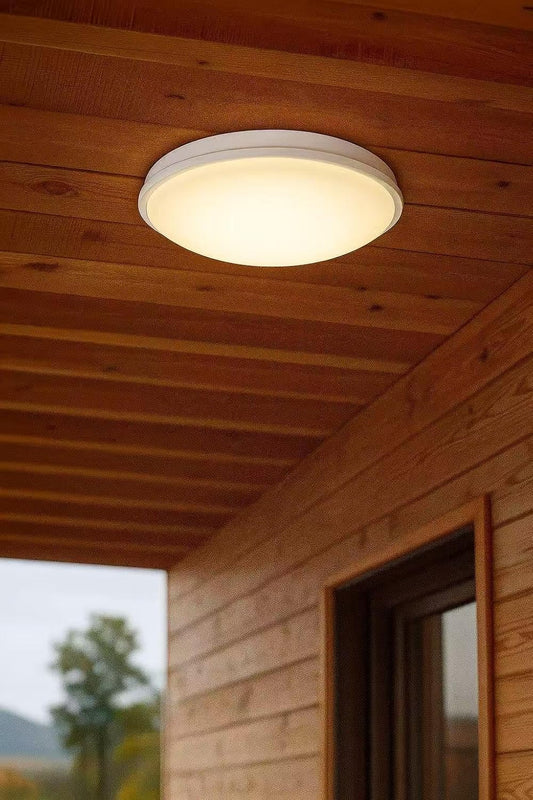 Plafoniera LED da Soffitto Esterno 24W IP65 – Lampada Impermeabile per Balcone, Garage e Corridoio, 2700LM, in ABS+PS, Luce Calda/Naturale/Fredda ES52