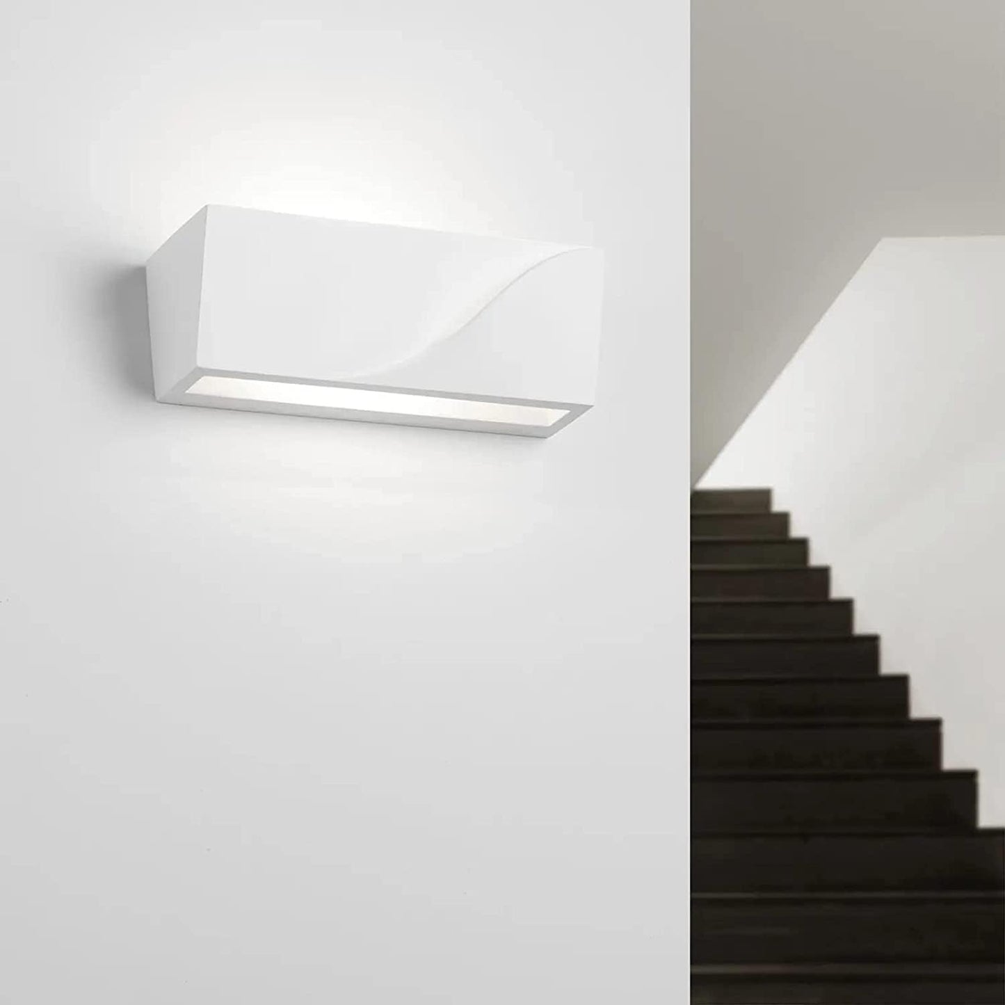 Applique da Parete in Gesso Verniciabile, Attacco G9, Luce Diretta/Indiretta, Lampada da Muro Moderna per Interni – GS-E78