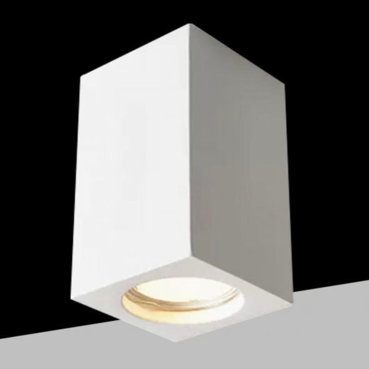Faretto da Soffitto in Gesso GU10 Quadrato | Plafoniera Cubica Verniciabile | Attacco GU10 Max 35W | Design Moderno Bianco per Interni GS-C110-Q