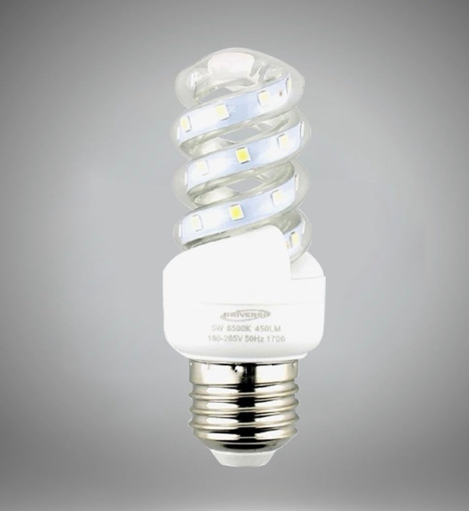 Lampadine LED E27 5W, Confezione da 6 Pezzi, 450LM, Luce Calda 3000K, Lampadina LED Spirale, Emissione 360°, CRI>80, Basso Consumo Energetico, Non Dimmerabile, Attacco E27, Modello S-02TC