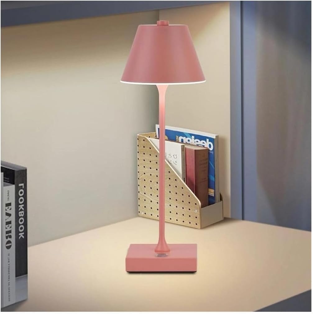 Lampada da Tavolo Ricaricabile LED  – Senza Fili, 3 Temperature di Colore, Dimmerabile Touch, USB, Moderna per Ristorante, Camera, Comodino D27-3C