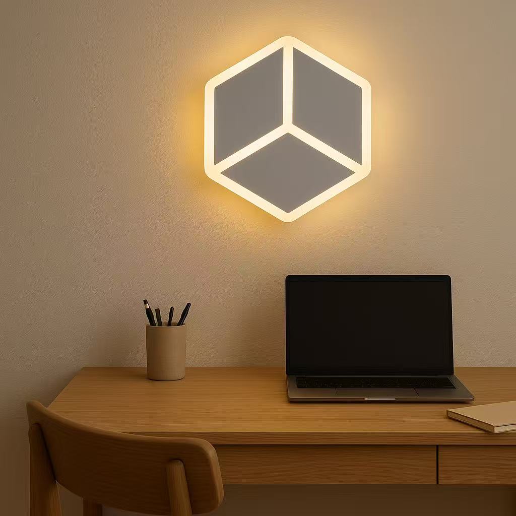 TEKHOME Applique da Parete LED 12W Forma Cubo Geometrico Bianco, Lampada da Muro Moderna 3000K-6500K CCT, Illuminazione Decorativa Interna Camera da Letto e Soggiorno AQ11-3C