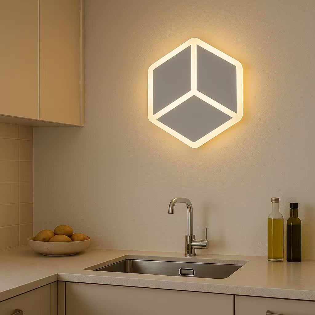 TEKHOME Applique da Parete LED 12W Forma Cubo Geometrico Bianco, Lampada da Muro Moderna 3000K-6500K CCT, Illuminazione Decorativa Interna Camera da Letto e Soggiorno AQ11-3C