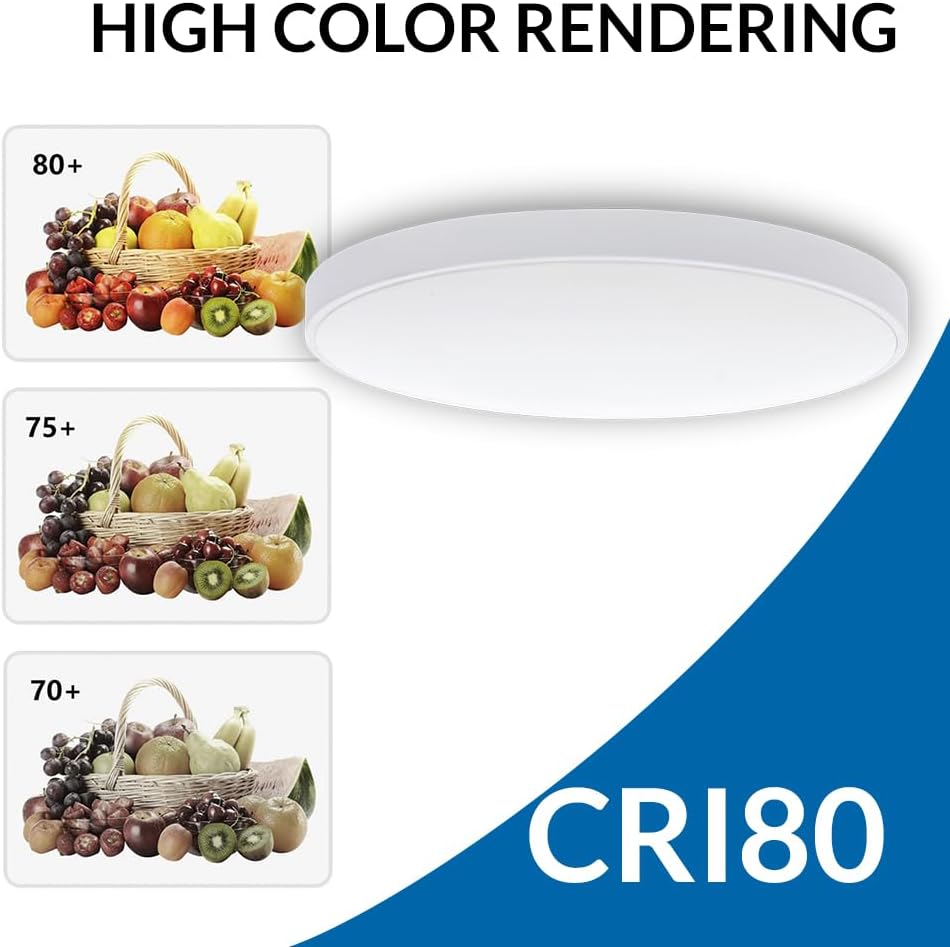 TEKHOME Plafoniera LED 18/32/42W, Lampada da soffitto per bagno IP44, 1440/2430/3620 lumen, 3colore della luce per Bagno, Cucina, Balcone ES-PN