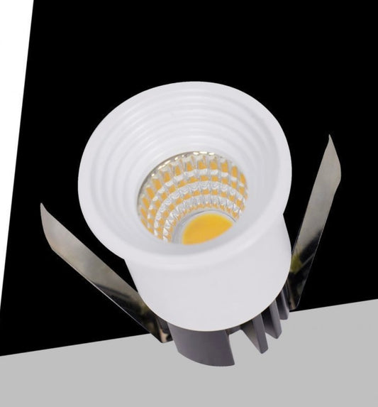 Faretti LED da Incasso 3W, Kit da 5 Pezzi, COB LED 300 lm, Foro Ø35 mm, 3000K/4000K/6500K, Fascio 30°, AC 100-240V, Corpo in Alluminio, Faretto da Soffitto per Casa, Negozi e Uffici,P-29