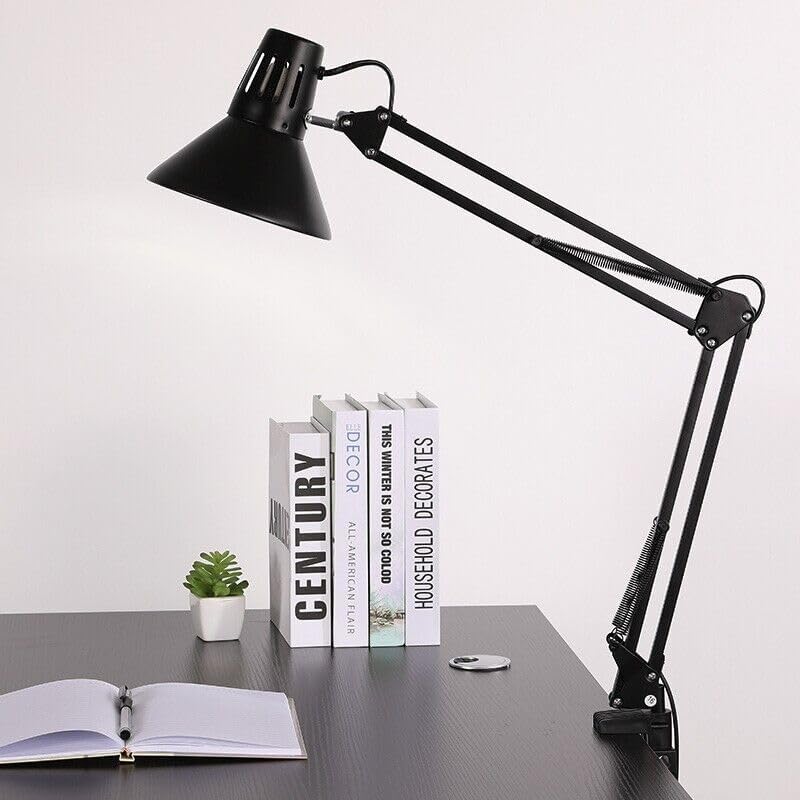 Lampada da Scrivania Orientabile E27 in Metallo – Lampada da Tavolo Moderna con Braccio Regolabile, Base Stabile, per Studio, Ufficio, Cameretta D11
