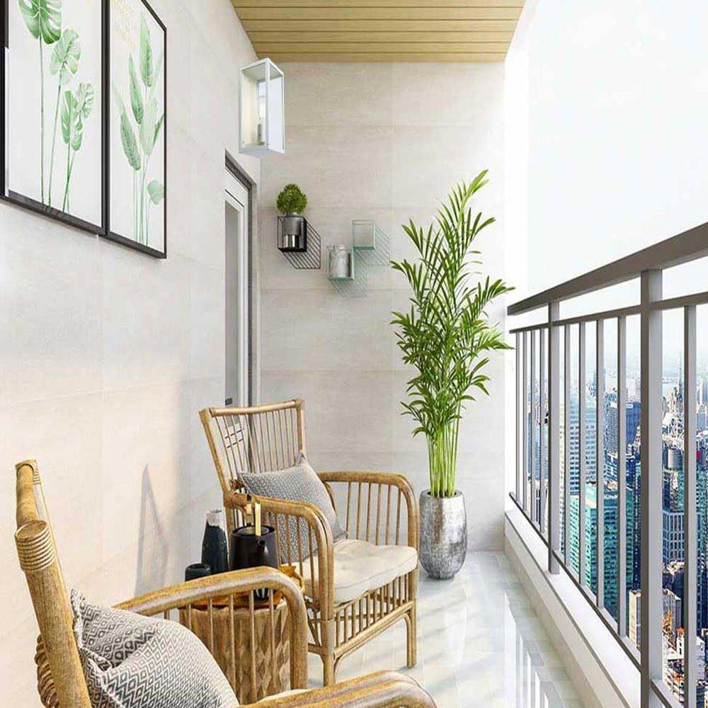 Applique da Esterno E27 IP44, Lampada da Parete Moderna in Alluminio e Vetro, Attacco E27 (Lampadina non inclusa), Colore Nero o Bianco, per Facciata, Balcone e Giardino H220