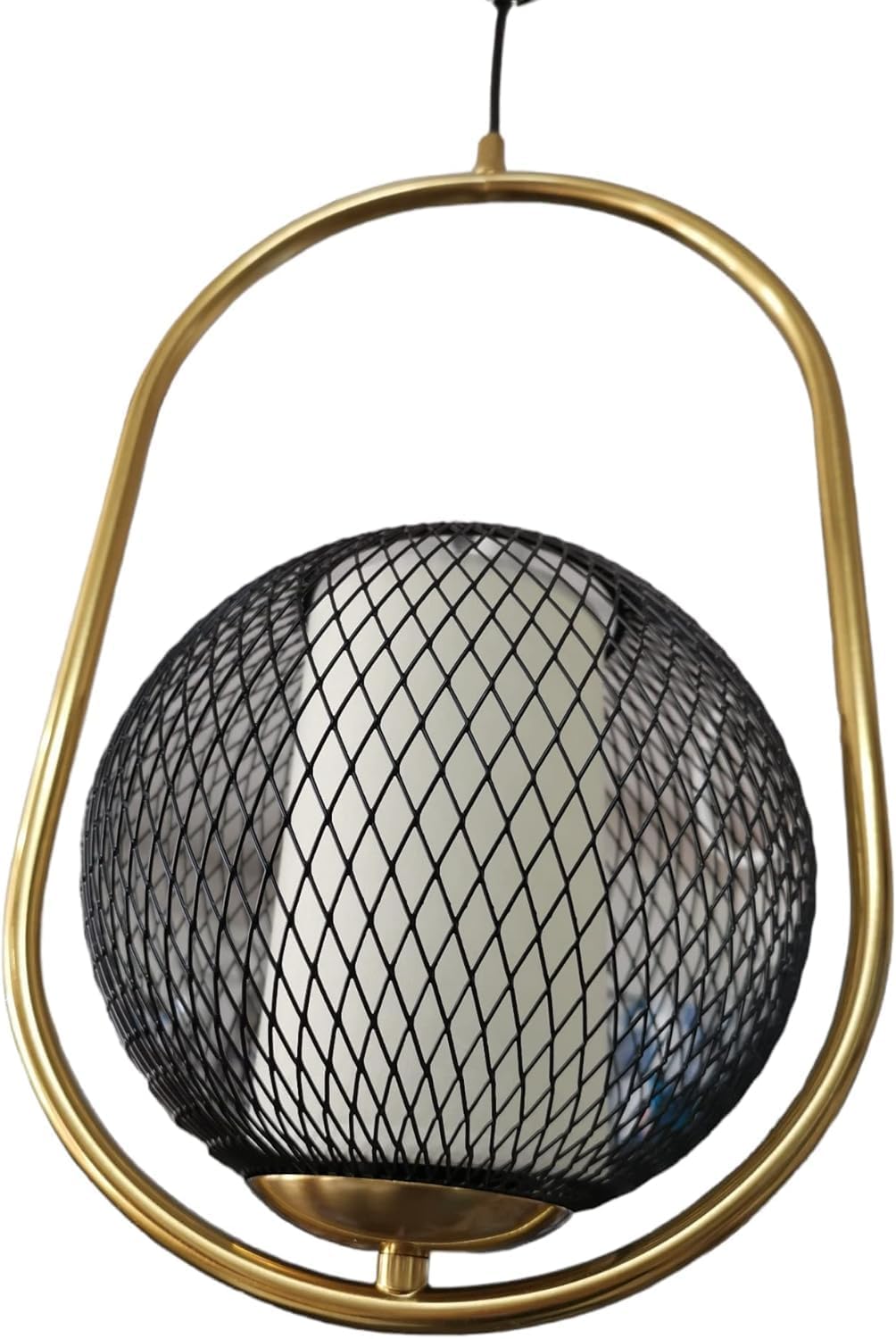 Lampadario a sospensione sospeso ovale sfera luce led E27 in metallo oro pendente semplice design moderno minimal minimalista per camera soggiorno LP-09