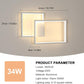 Applique LED Moderna 24W da Parete, CCT Switch 3000K/4000K/6500K, Lampada da Muro Design Geometrico per Soggiorno Camera Corridoio, IP20 – Serie AQ34